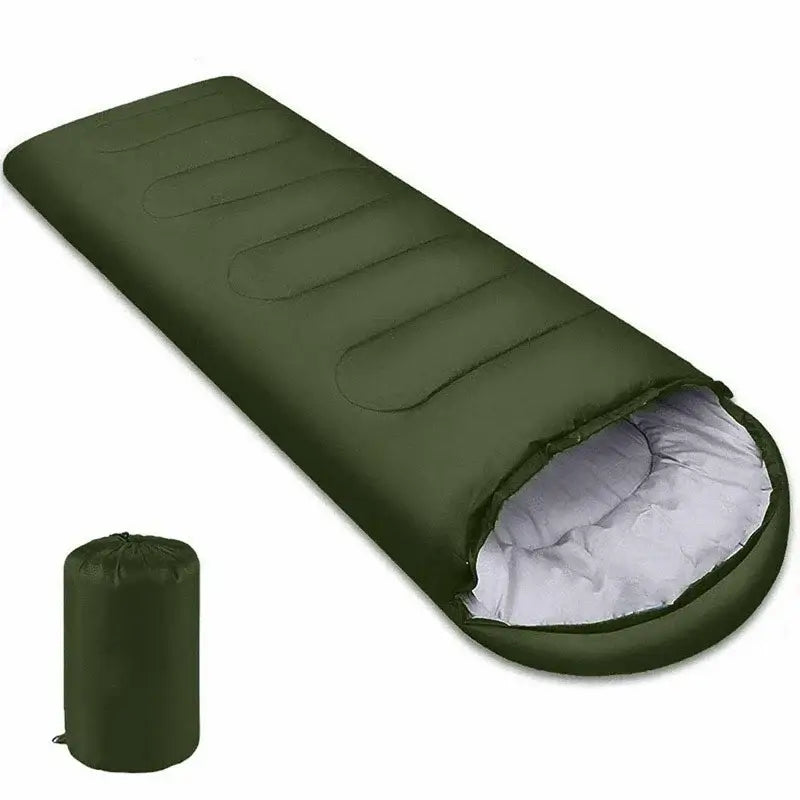 Insulated sleeping bag for cold weather, compact and breathable, perfect for camping and hiking in temperatures 0C to 25C.