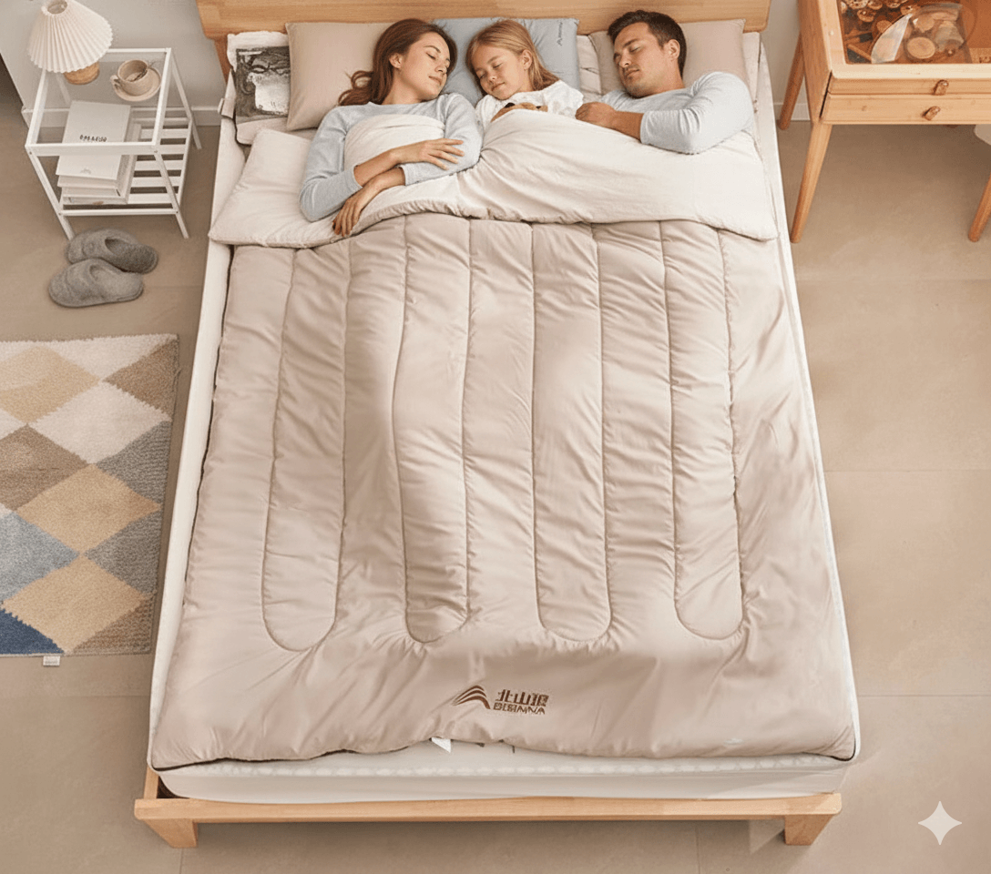 Bisinna Double Sleeping Bag fits two adults, soft and cozy, warm for camping. Hello are you currently active to chat with.